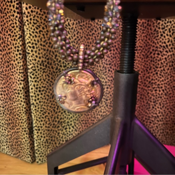 𝐁𝐔𝐘 𝐎𝐑 𝐁𝐘𝐄💥MIRIAM Haskell Necklace- coin pendant beaded chain w/ toggle closure - Picture 6 of 10